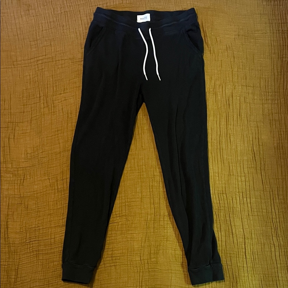 MATE the Label black waffle knit joggers size small
